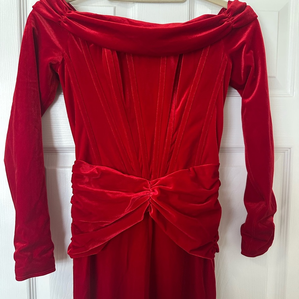 Elegant Red Velvet Dress
